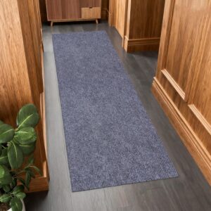 Outdoor Runner Rug 3 ft x 15 ft for Hallway with TPR Backing, Gray Fine Stripes Non-Slip Indoor Runner Rugs Suitable for Balcony, Kitchen, Patio, Garage, Deck, Stair and Entryway Areas