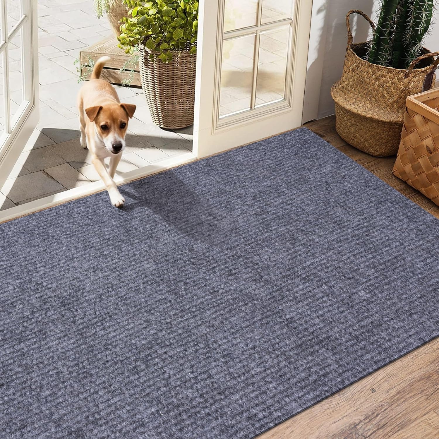 Outdoor Runner Rug 3 ft x 15 ft for Hallway with TPR Backing, Gray Fine Stripes Non-Slip Indoor Runner Rugs Suitable for Balcony, Kitchen, Patio, Garage, Deck, Stair and Entryway Areas - Image 4
