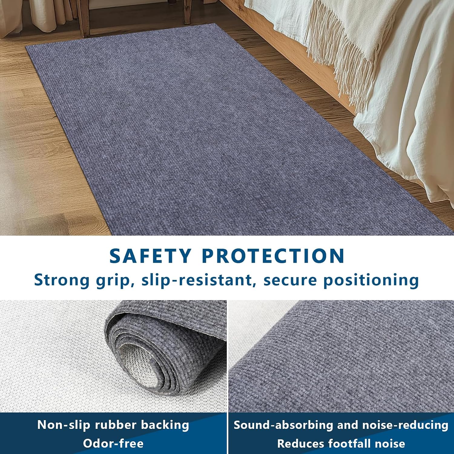 Outdoor Runner Rug 3 ft x 15 ft for Hallway with TPR Backing, Gray Fine Stripes Non-Slip Indoor Runner Rugs Suitable for Balcony, Kitchen, Patio, Garage, Deck, Stair and Entryway Areas - Image 7