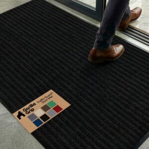 GORILLA GRIP Waterproof Traffic Guard Door Mat, 72x48, Indoor Outdoor Heavy Duty Entryway Mats, Strong Backing Commercial Utility Rugs for Office, Hallway, Garage, Patio, Low Profile Runner Rug, Black