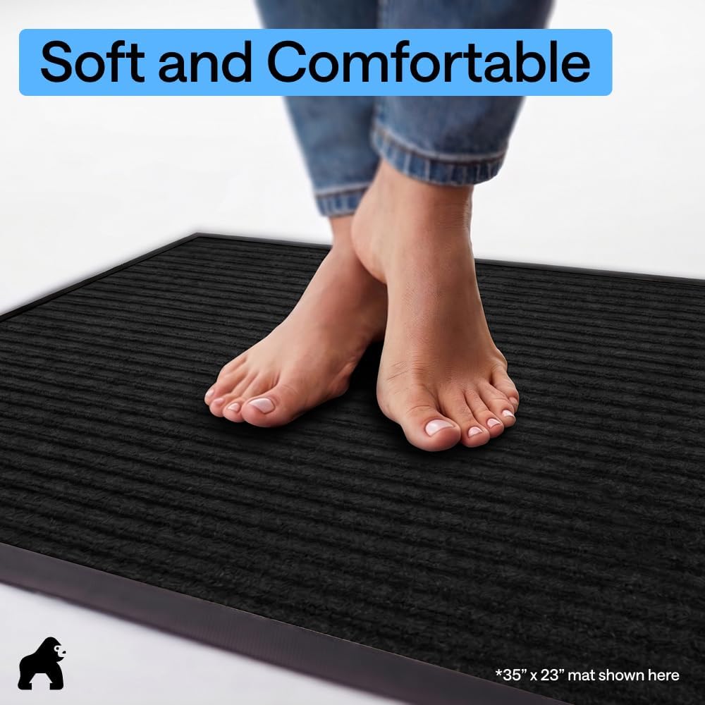 GORILLA GRIP Waterproof Traffic Guard Door Mat, 72x48, Indoor Outdoor Heavy Duty Entryway Mats, Strong Backing Commercial Utility Rugs for Office, Hallway, Garage, Patio, Low Profile Runner Rug, Black - Image 8