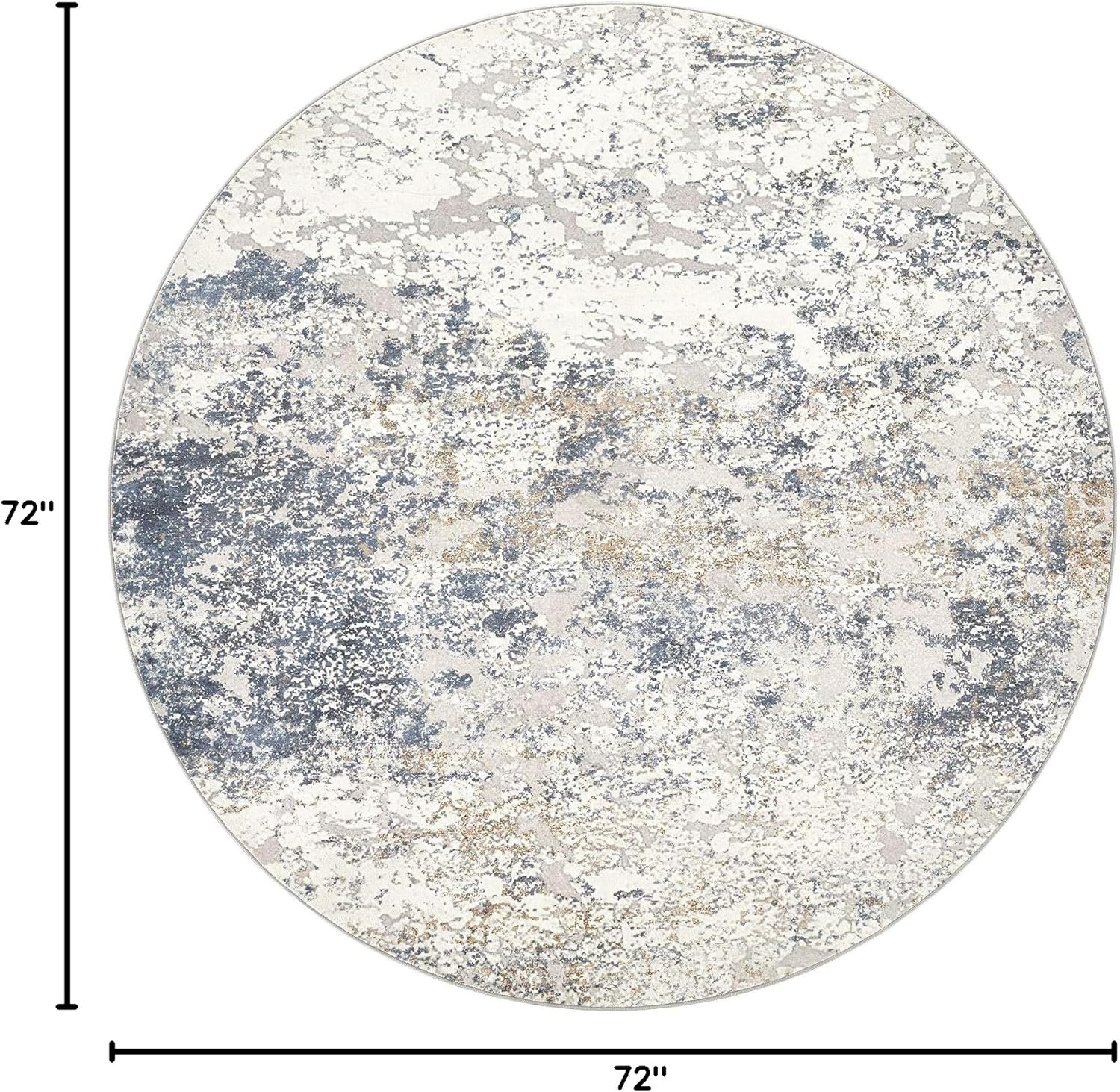DMOYEST 6ft Round Area Rug Living Room Rugs - 6x6 Washable Large Soft Indoor Modern Abstract Low Pile Rug Carpet for Bedroom Dining Room Farmhouse Home Office - Beige Blue - Image 2