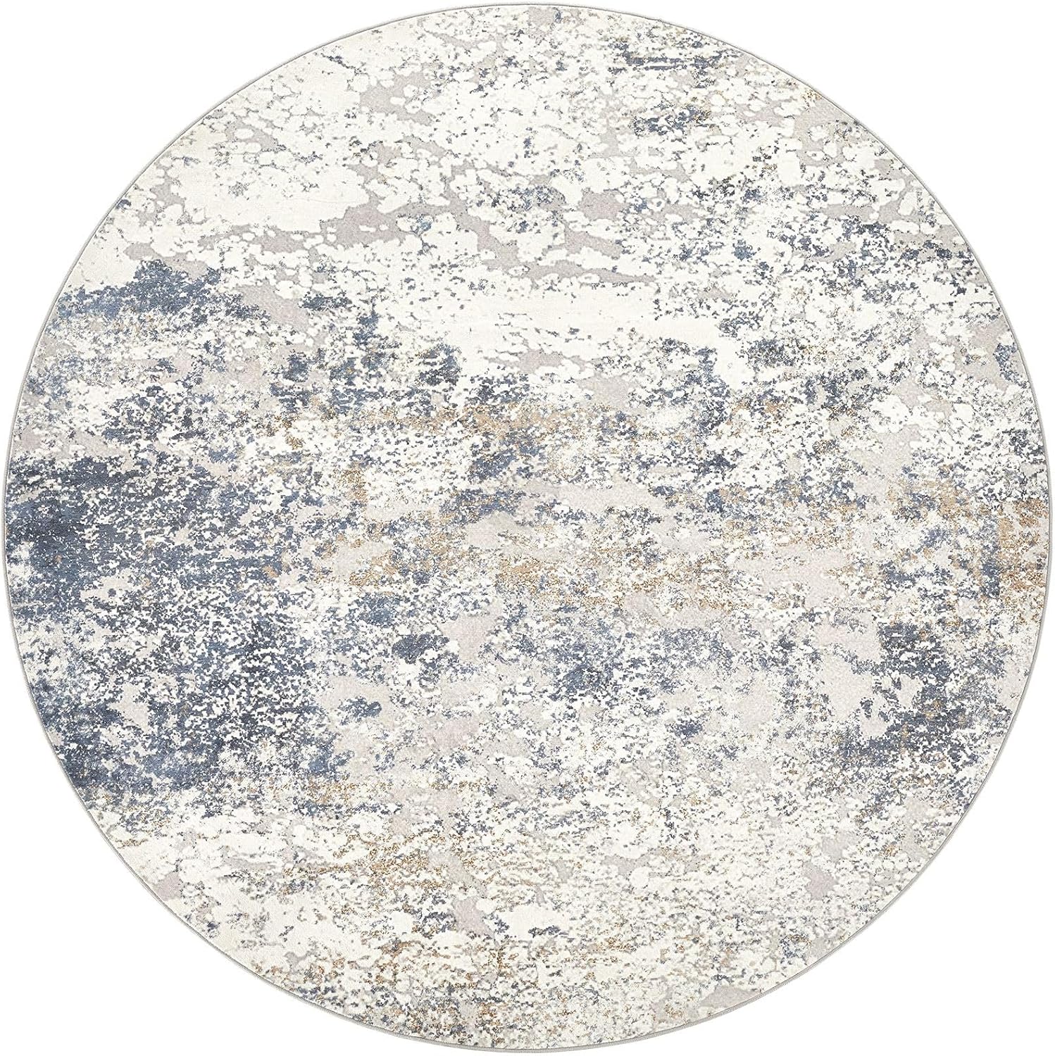 DMOYEST 6ft Round Area Rug Living Room Rugs - 6x6 Washable Large Soft Indoor Modern Abstract Low Pile Rug Carpet for Bedroom Dining Room Farmhouse Home Office - Beige Blue - Image 10